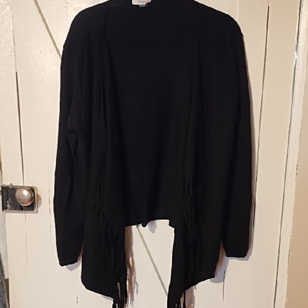 Milano Black Fringe Cardigan Sweater VGC Size XL.
